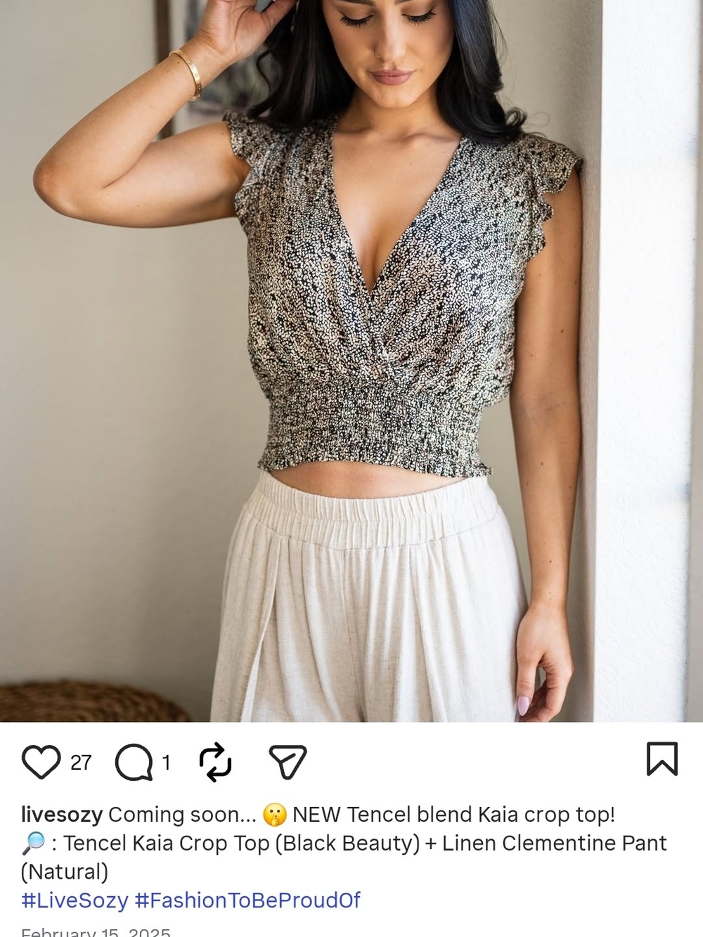 Black Beauty Kaia Cropped Wrap Top